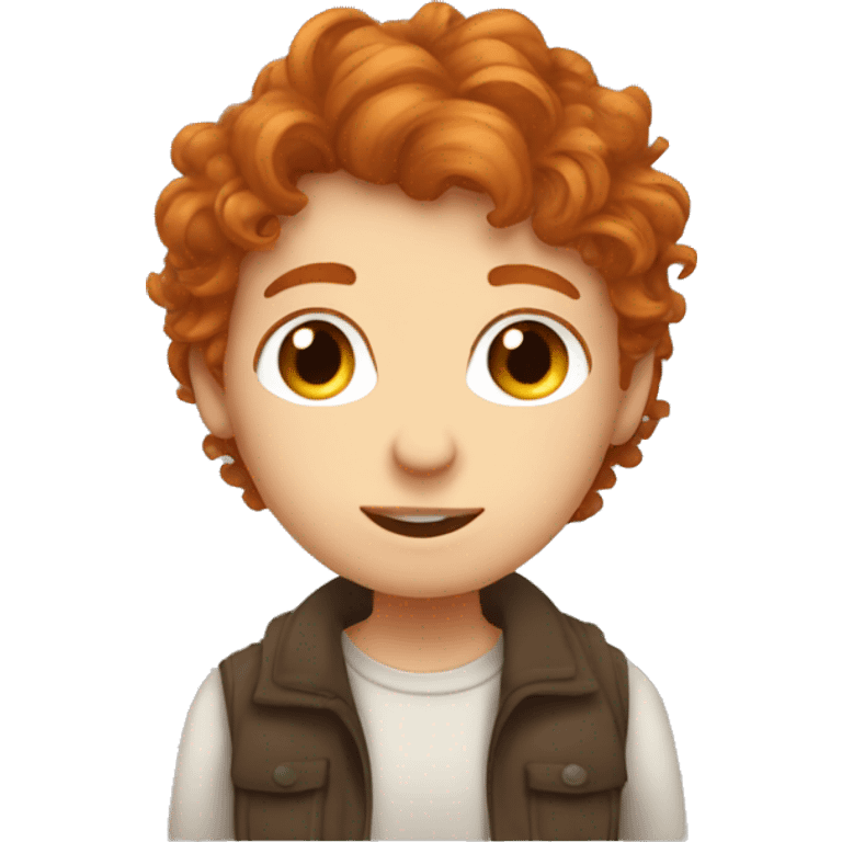 ringlet ginger hair girl kissing brown messy hair boy emoji