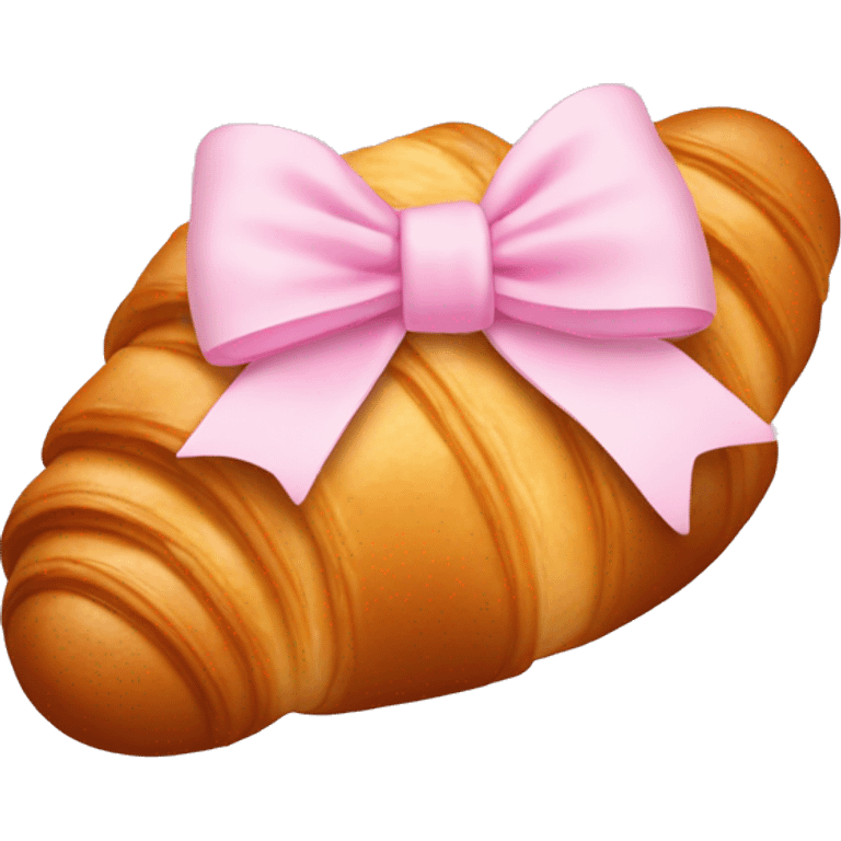 Croissant with light pink bow emoji