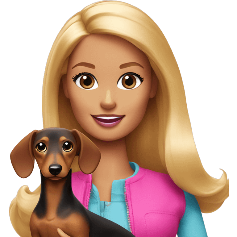 Barbie with blonde Dachshund  emoji