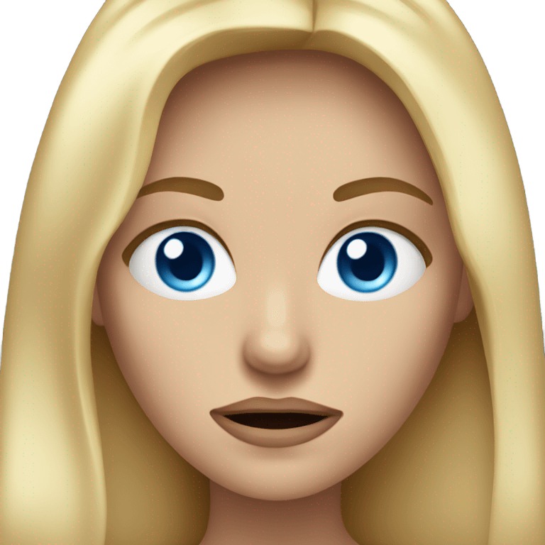 Long blond hair blue eyes woman that looks pissed emoji