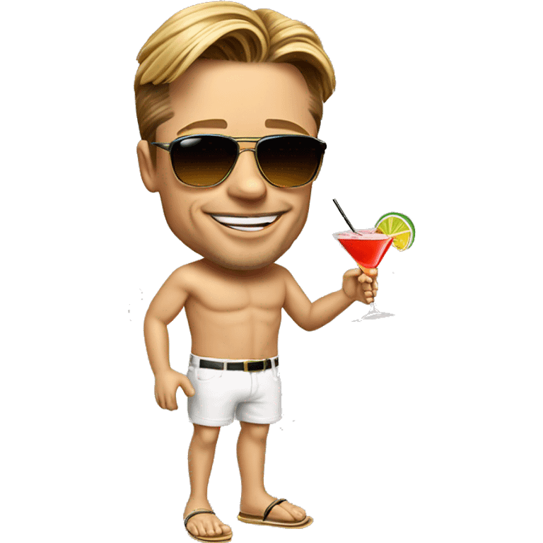 Brad Pitt with sunglass and an Cocktail in his Hand (complett Body)with Holiday vibes (from Head to foot) emoji