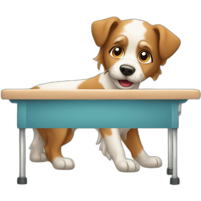 dog at veterinary exam table emoji