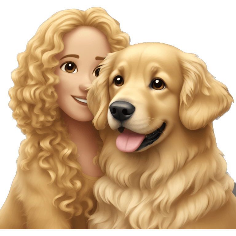 golden retriever with a curly haired girl emoji