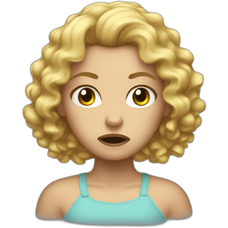 Curly blond girl angry emoji