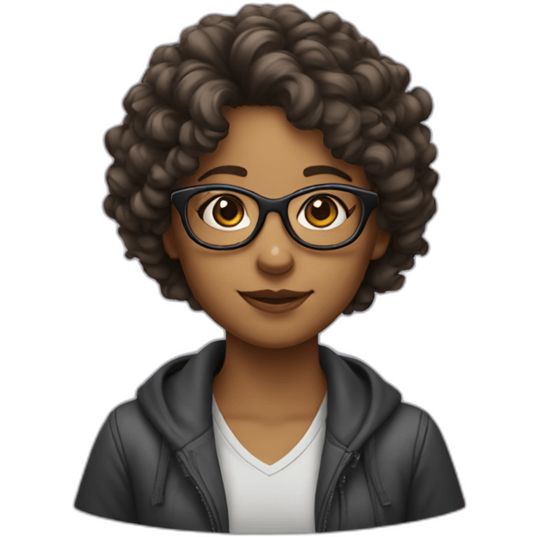 Girl with glasses and curly hair emoji