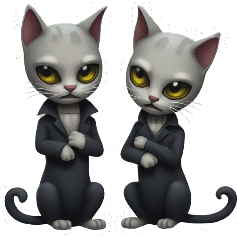 two undead cats in love coming out of graves emoji