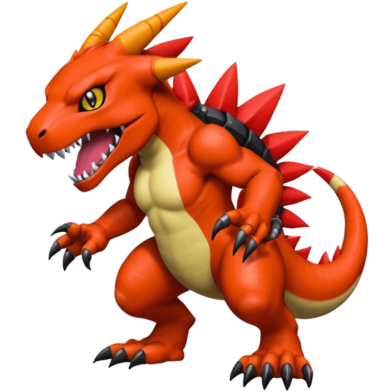 Cool edgy Guilmon-Agumon-Digimon, full body emoji