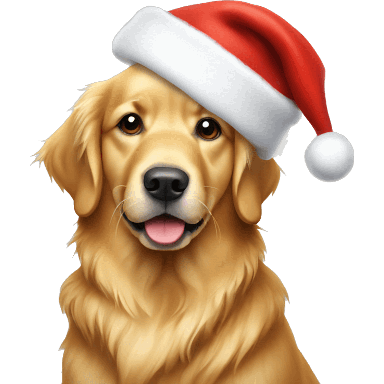 Golden retriever with santa hat emoji