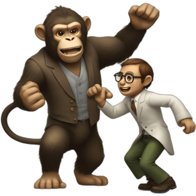 a monkey professor beating an ogre emoji