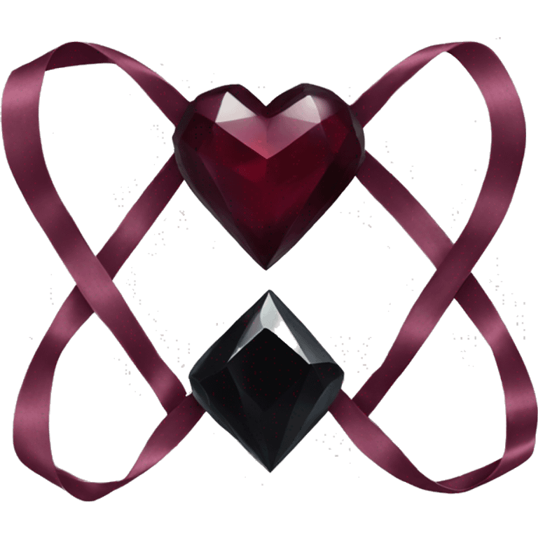 crystal black heart wrapped in a burgundy bow emoji