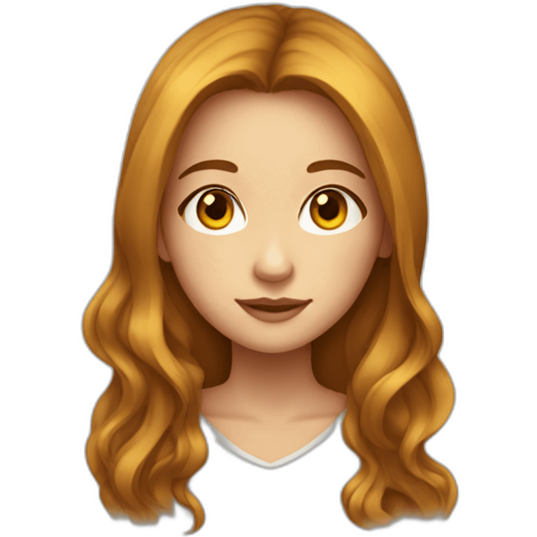 A girl with big brown eyes and long yellow-brown hair, beautiful emoji