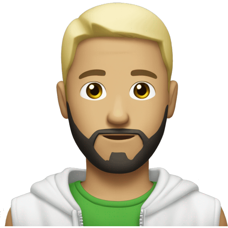 a white gangsta with blond short hair, with a black beard and a small green leave in his one hand emoji