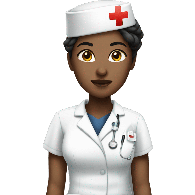 Dark brown hair white skin nurse doing injection emoji