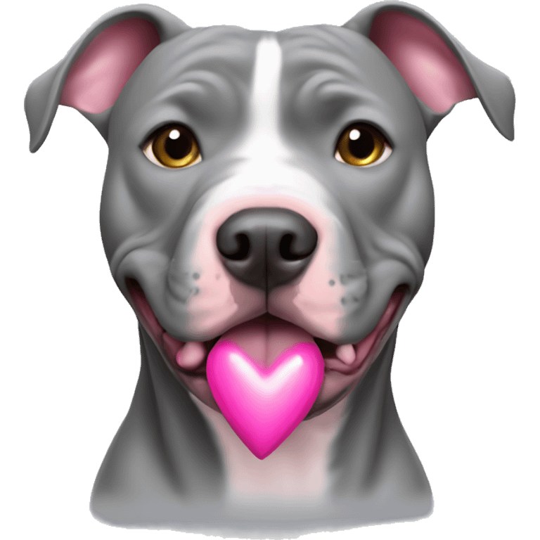 Grey pitbull with pink hearts around head  emoji