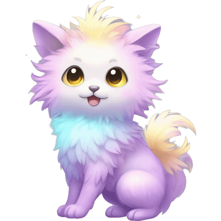 Shiny Sparkly Colorful Pastel Fluffy beautiful fantasy Kawaii Ethereal Sona Fakemon-animal Full Body emoji