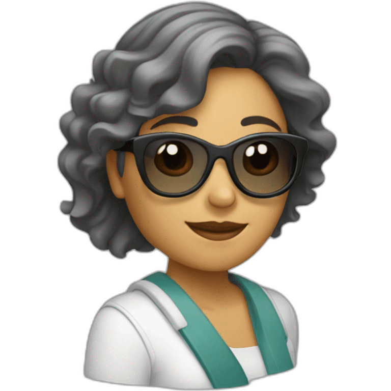 Mujer con pelo blanco y gafas emoji