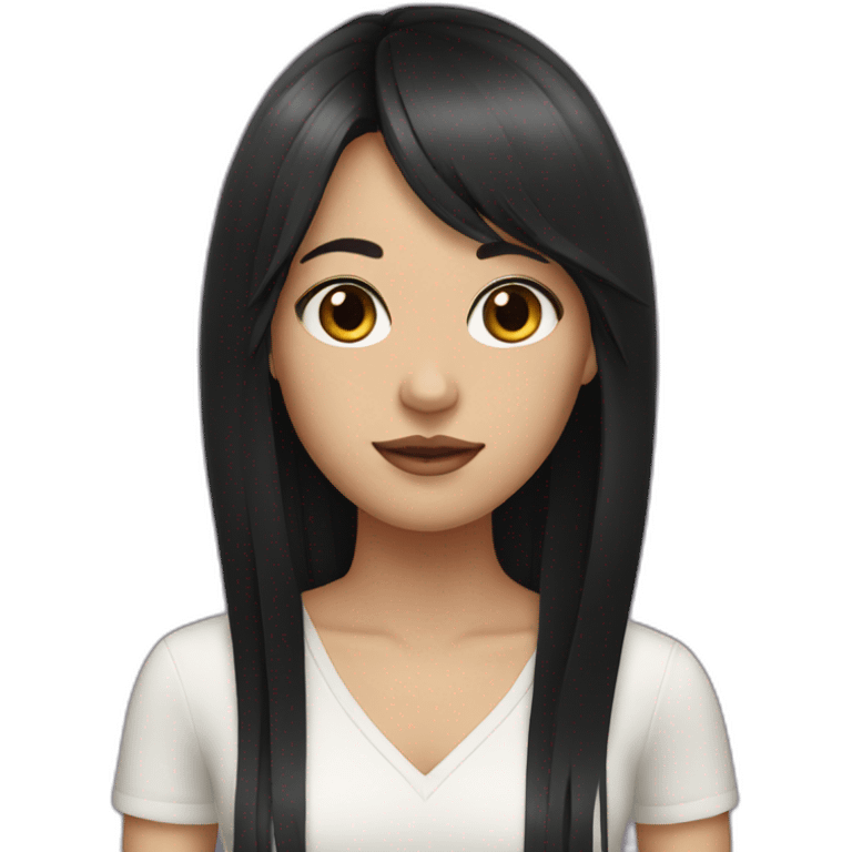 girl with long black hair and fringe emoji