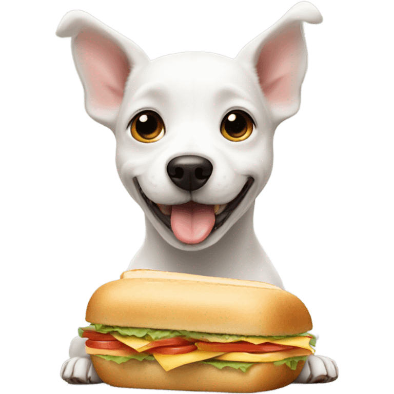 Small white dog begging for a sandwich  emoji