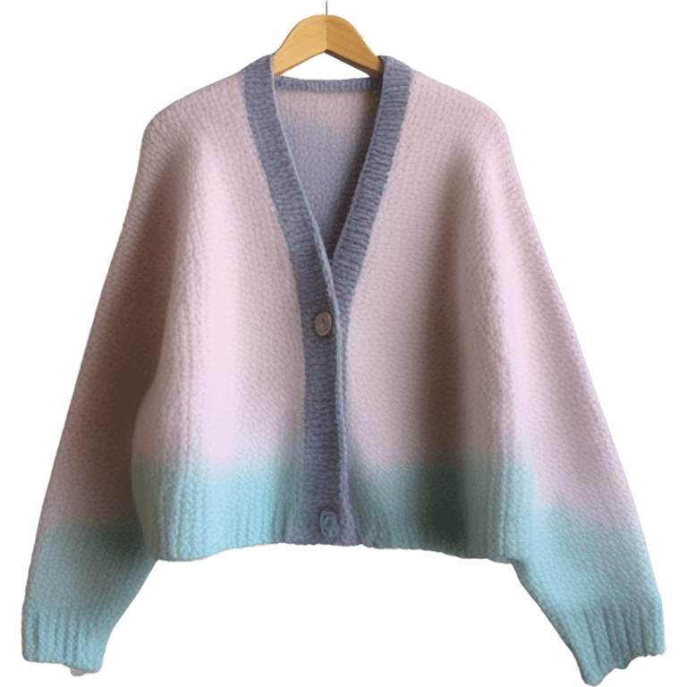 Pastel oversize wool open short cardigan, isolated emoji