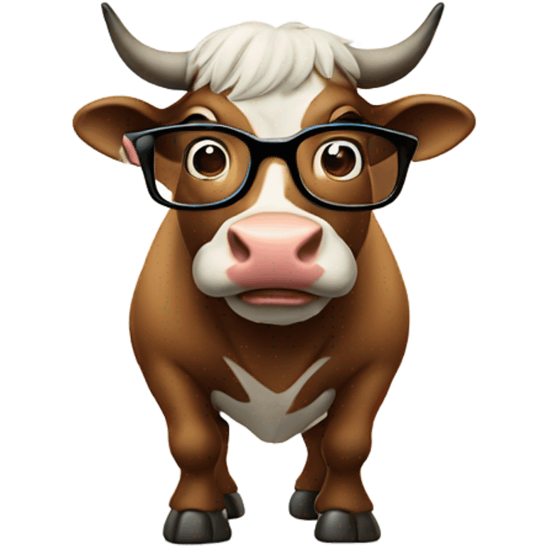 A Bull in glasses talking to his friends  emoji