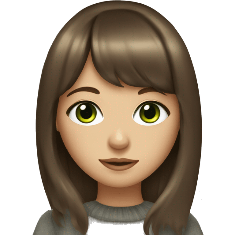  girl with brown hair with bangs with green eyes and eyeliner  emoji