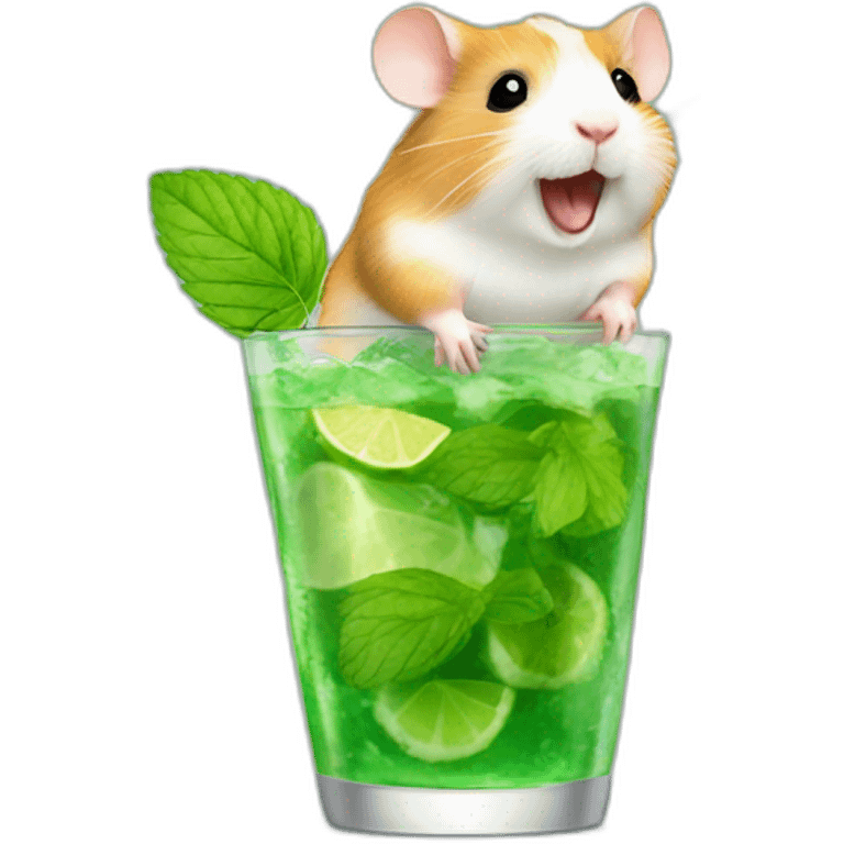 hamster running on a weel drinking mojito emoji