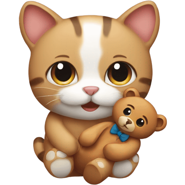  cat holding BEAR toy emoji