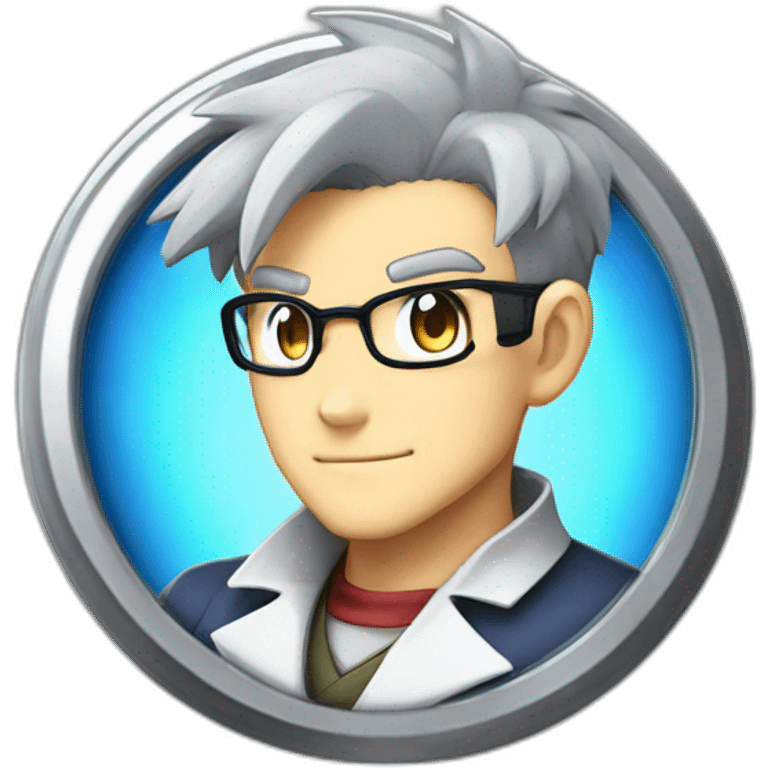 pokemon professor oak anime global trade station badge pokeball emoji