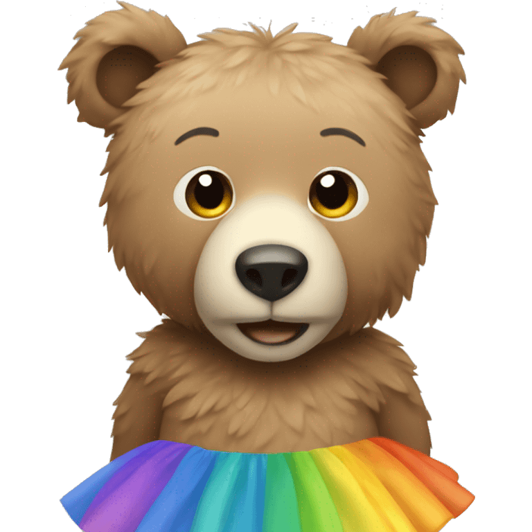 A bear wearing a rainbow tutu emoji