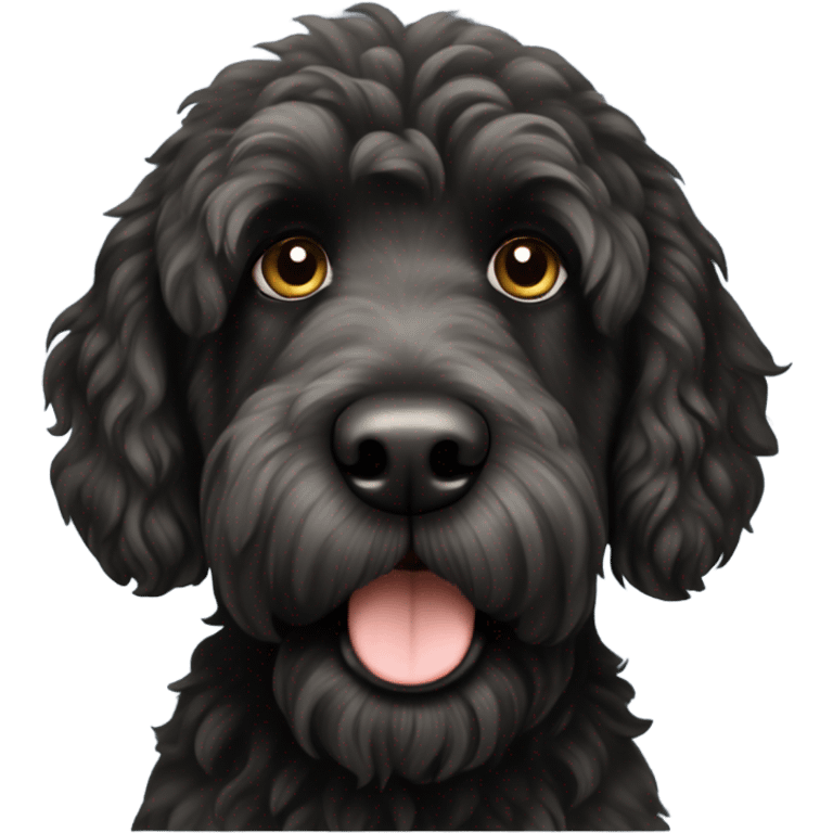 Big Black labradoodle dog emoji