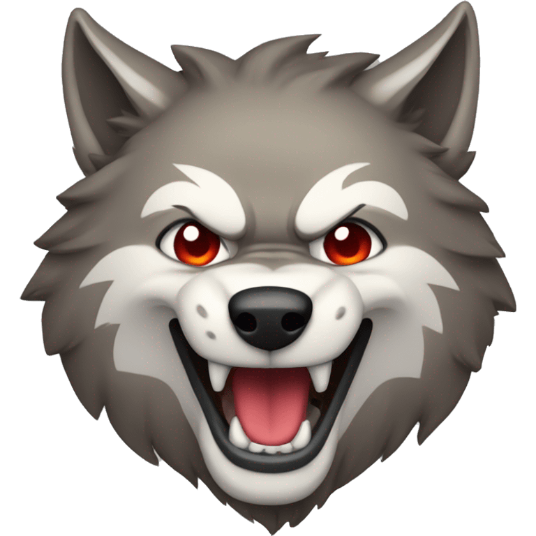 the head of a badass wolf with red fur smiling at the camera emoji