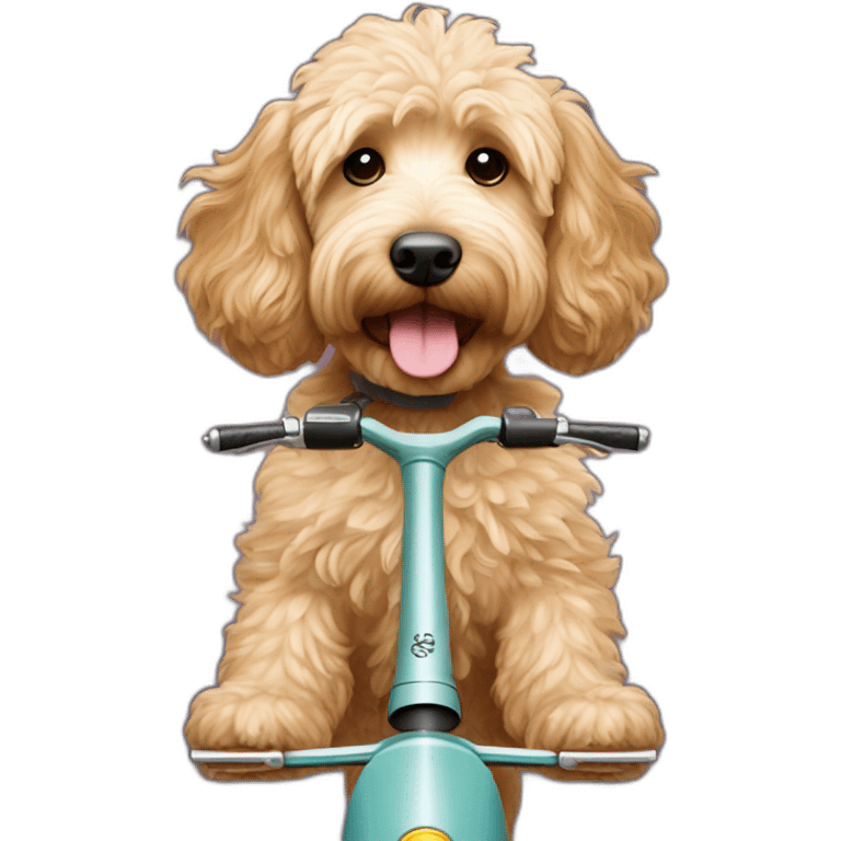 Goldendoodle on a scooter emoji