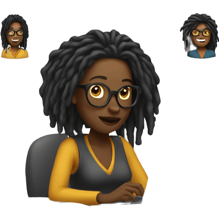 startup-designer-with-laptop-black-woman-dreads emoji