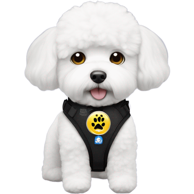 Bichon with a service dog harness with a medical alert badge  emoji