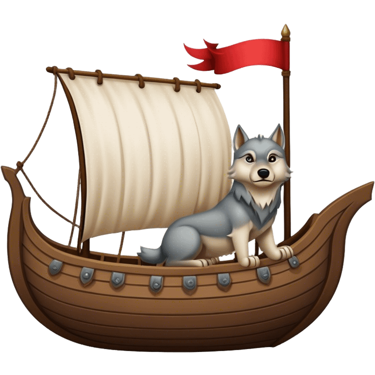 Viking ship with wolf banner emoji