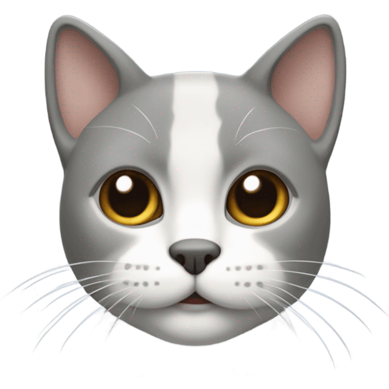 Gato gris con manchas blancas  emoji