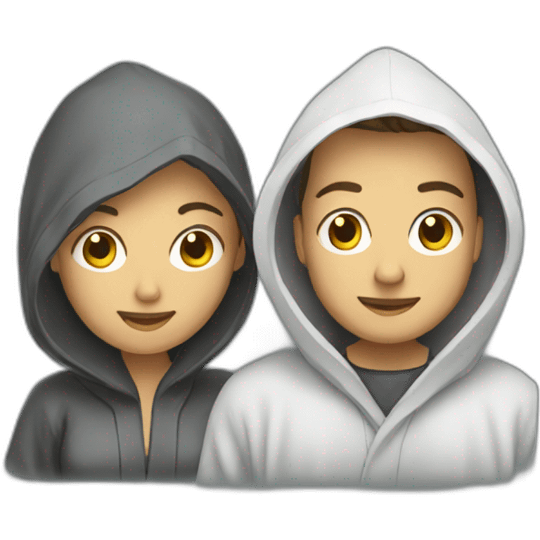 Woman & man wearing dry robes emoji