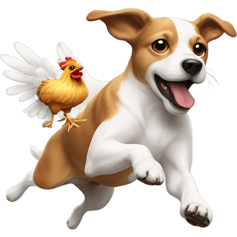 Dog running on chicken emoji