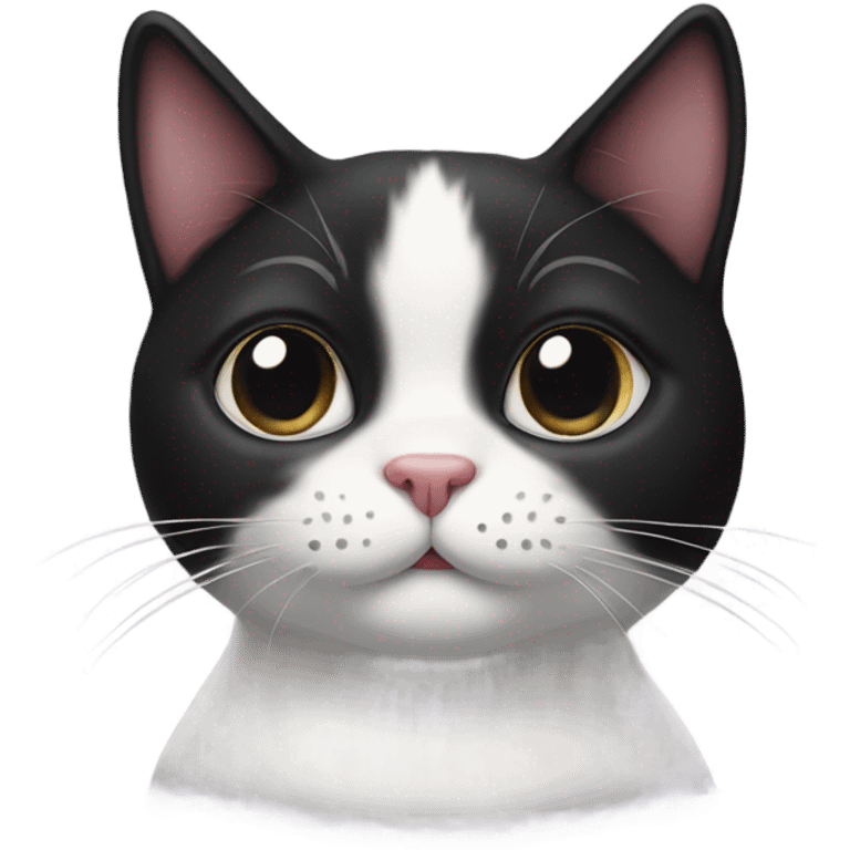 Black and white cat with a heart nose  emoji