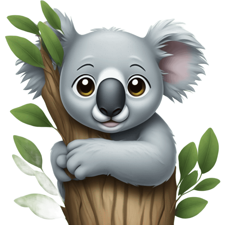 Sad koala hugging tree emoji