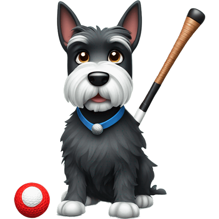 Scottish terrier dog cartoon holding golf club emoji