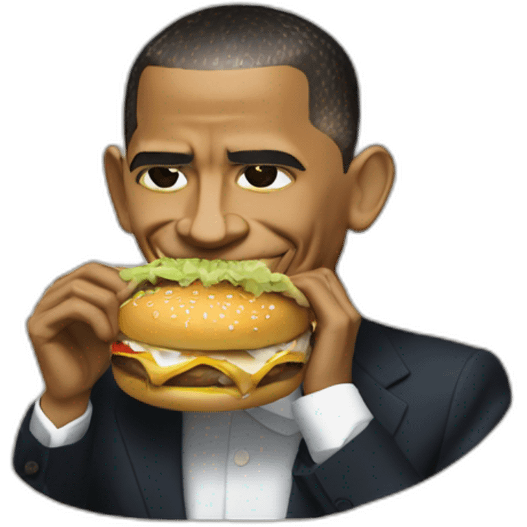 barack obama eating a Big Mac emoji