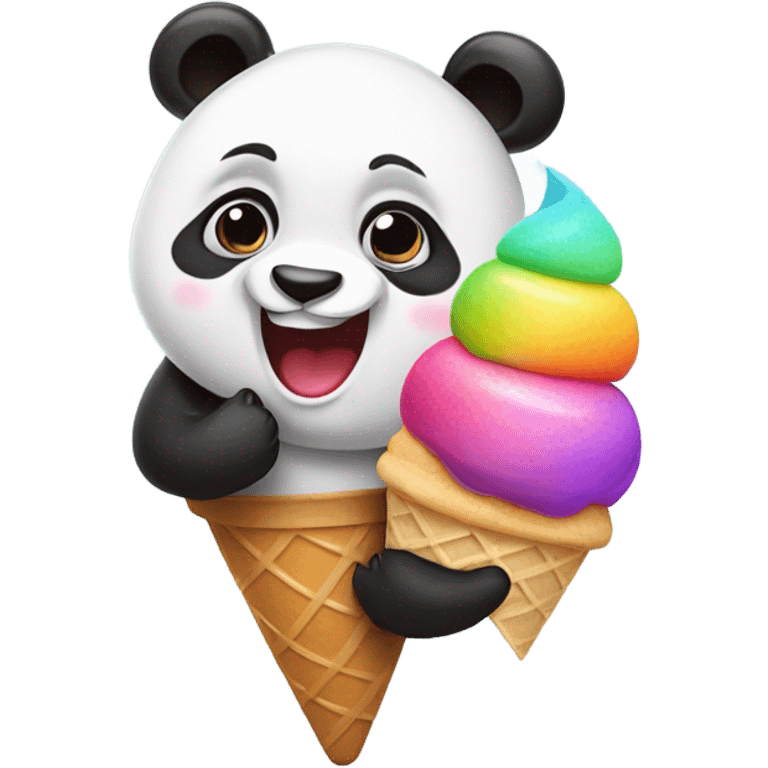 Panda eating ice cream emoji