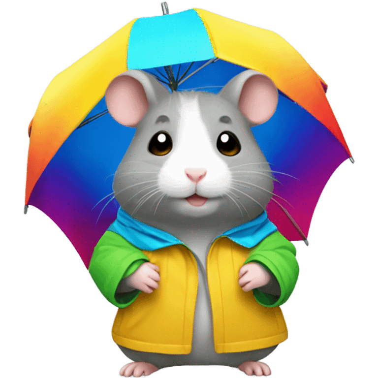 grey hamster with raincoat  emoji