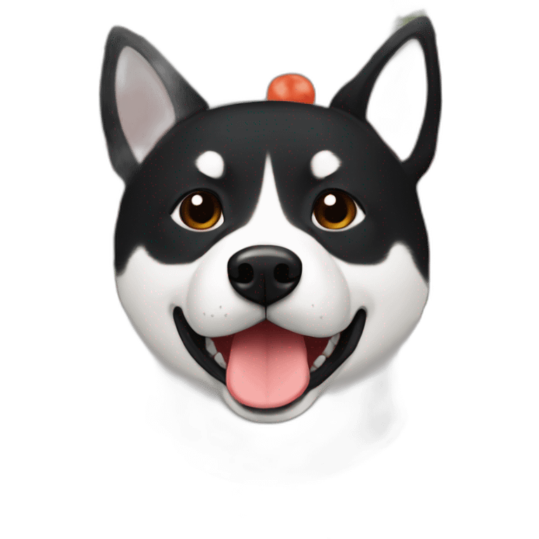 blackshiba with tomato on its head emoji