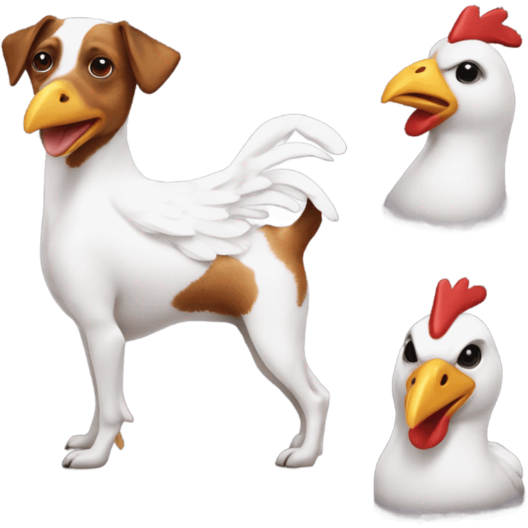 Jack Russel wearing a chicken costume emoji