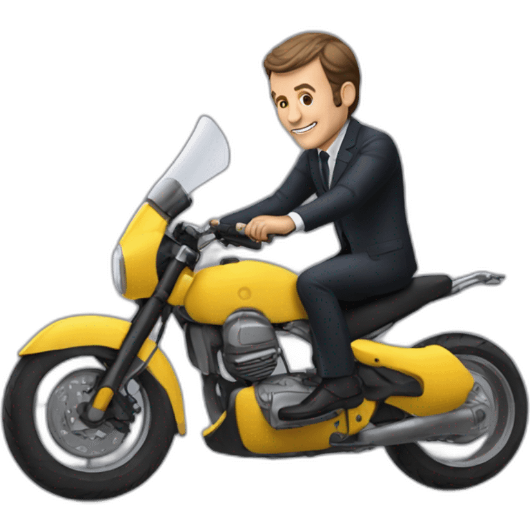 Macron sur une moto emoji