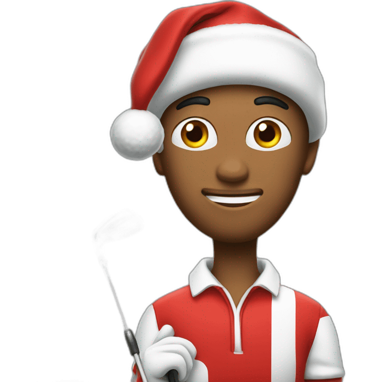 Golfer wearing a Santa clause suit emoji