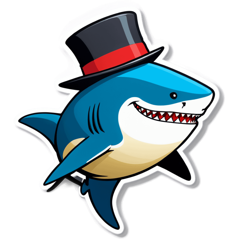 Shark with a top hat emoji