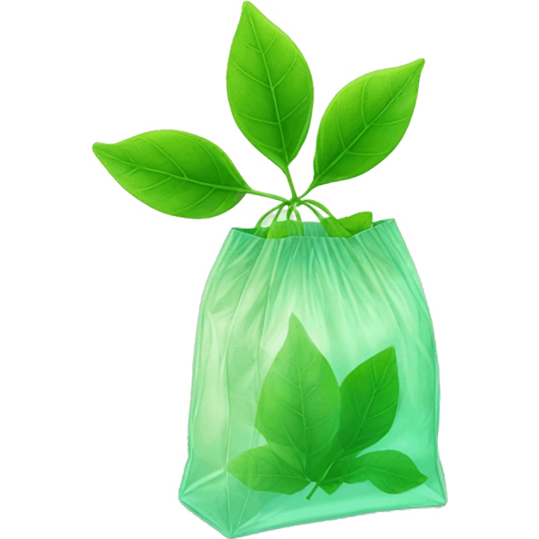 green leaf in little transparent bag emoji